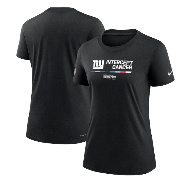 Women's New York Giants 2022 Black Crucial Catch Performance T-Shirt(Run Small)